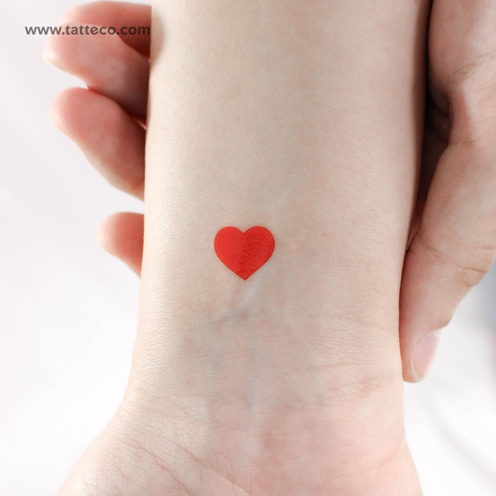 Small Heart In Red Temporary Tattoo - Set of 3 – Tatteco