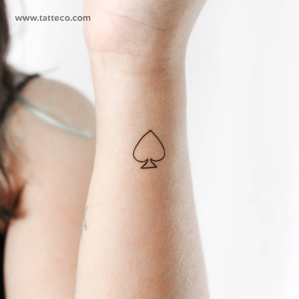 Spade Outline Temporary Tattoo - Set of 3