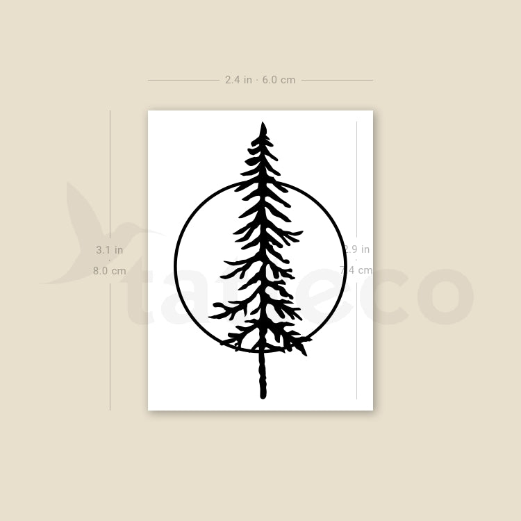 tall pine tree silhouette tattoo