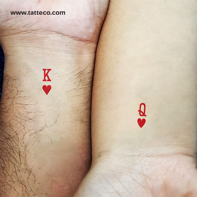 Matching King and Queen of Hearts Temporary Tattoos (Set of 3+3) – Small  Tattoos