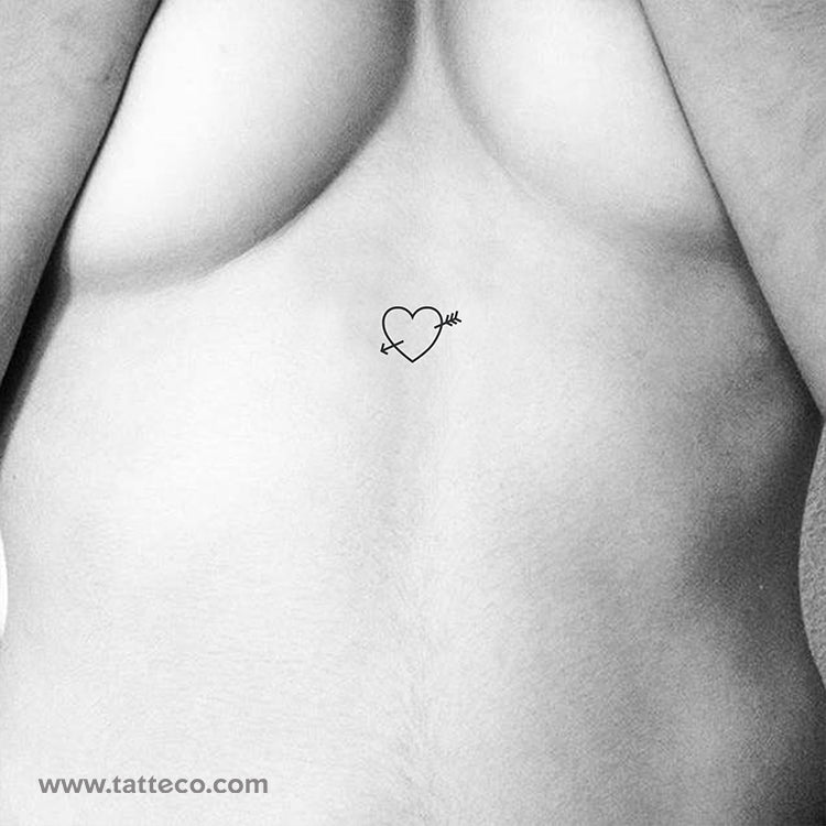 Love Heart Flowers Round Nipple / Belly Button set of 3 Temporary Tattoo 