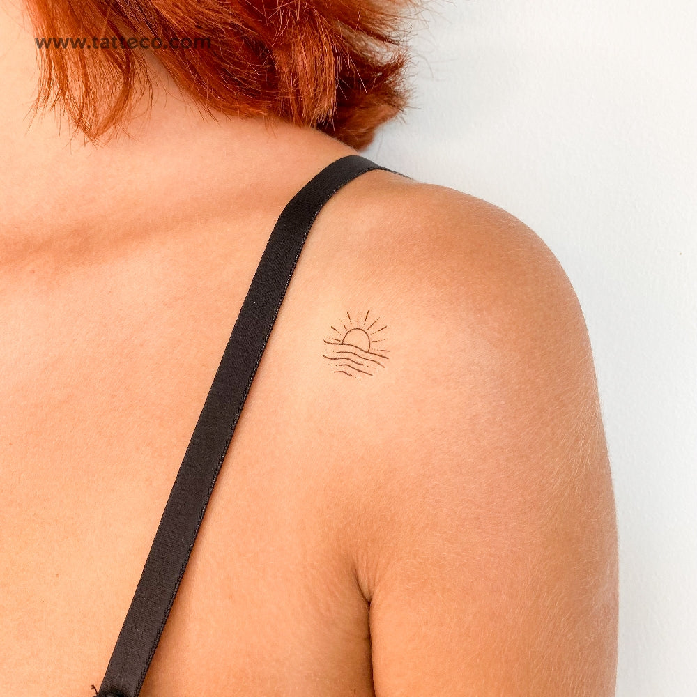 Beach Sunset Temporary Tattoo - Set of 3