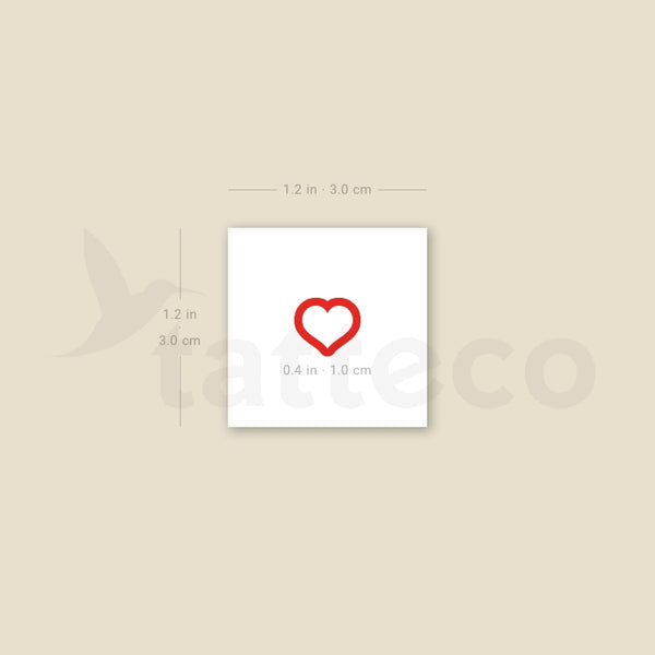 Tiny Red Heart Outline Temporary Tattoo - Set of 3