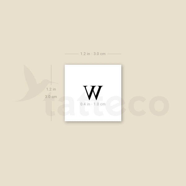 W Serif Capital Letter Temporary Tattoo - Set of 3