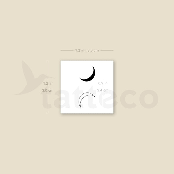 Half Moon Couple Temporary Tattoo - Set of 3