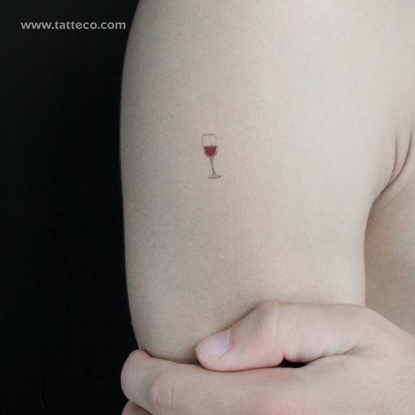 Red Wine Glass Temporary Tattoo - Set of 3