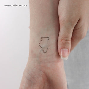 Illinois Map Outline Temporary Tattoo - Set of 3