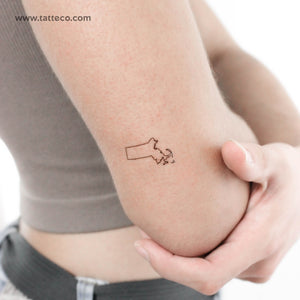 Massachusetts Map Outline Temporary Tattoo - Set of 3