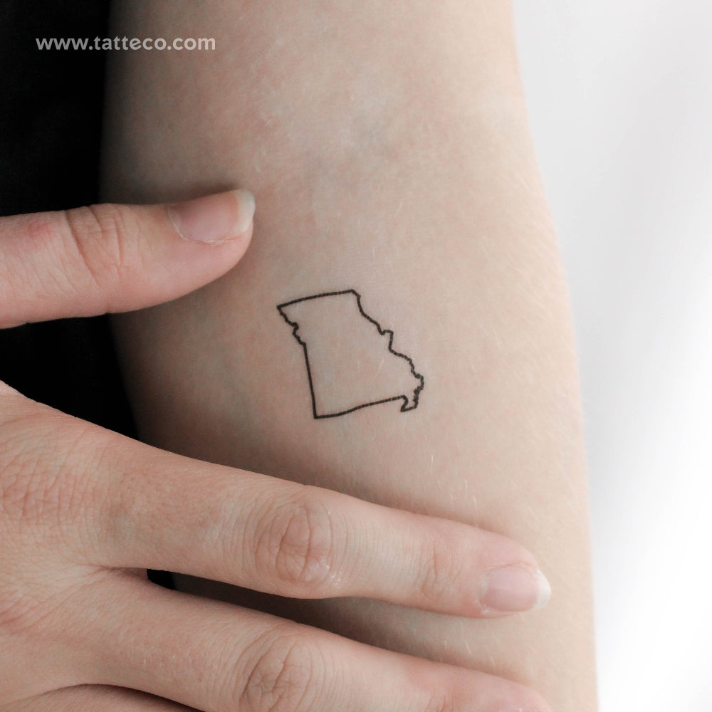 Missouri Map Outline Temporary Tattoo - Set of 3