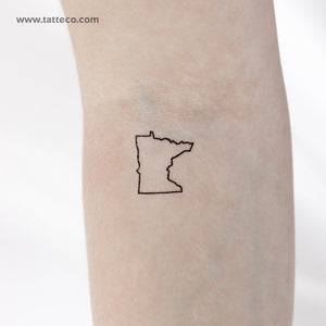 Minnesota Map Outline Temporary Tattoo - Set of 3