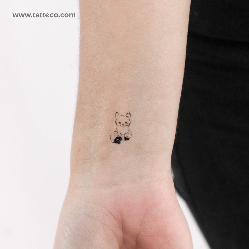 Seated Fox Temporary Tattoo - Set of 3