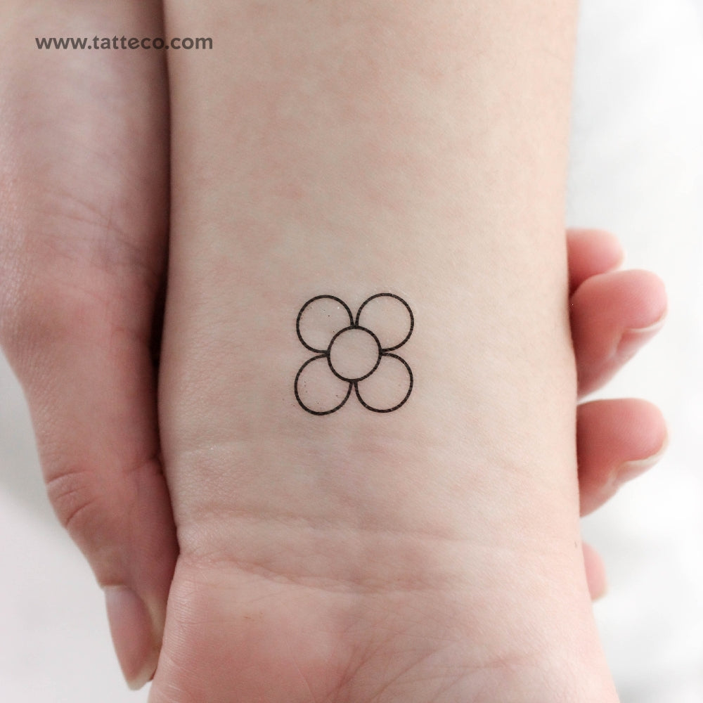 Fine Line Flower Of Barcelona Temporary Tattoo - Set of 3