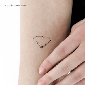 South Carolina Map Outline Temporary Tattoo - Set of 3