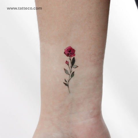 Pink Rose By Lena Fedchenko Temporary Tattoo - Set of 3