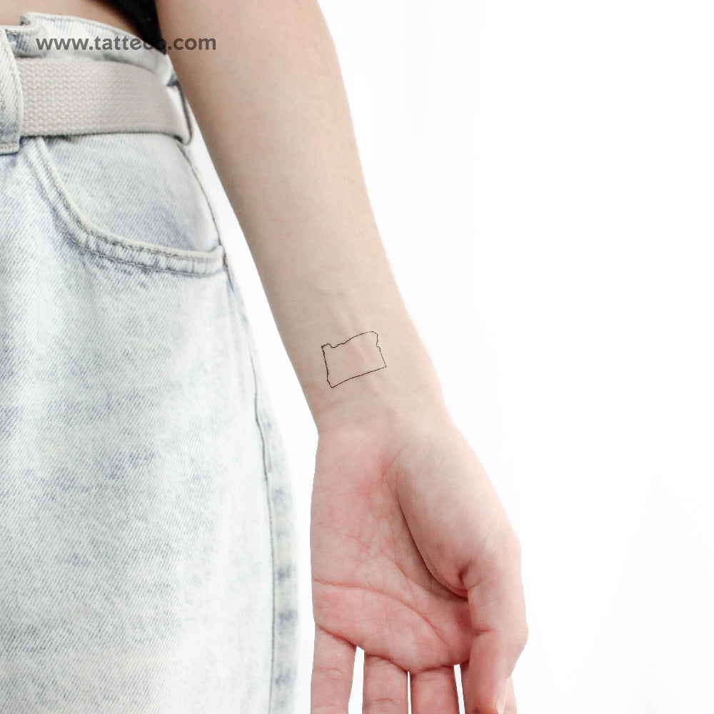 Oregon Map Outline Temporary Tattoo - Set of 3