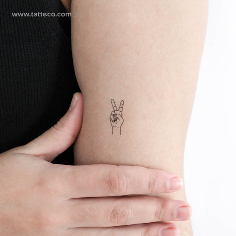 Sign Language V Temporary Tattoo - Set of 3