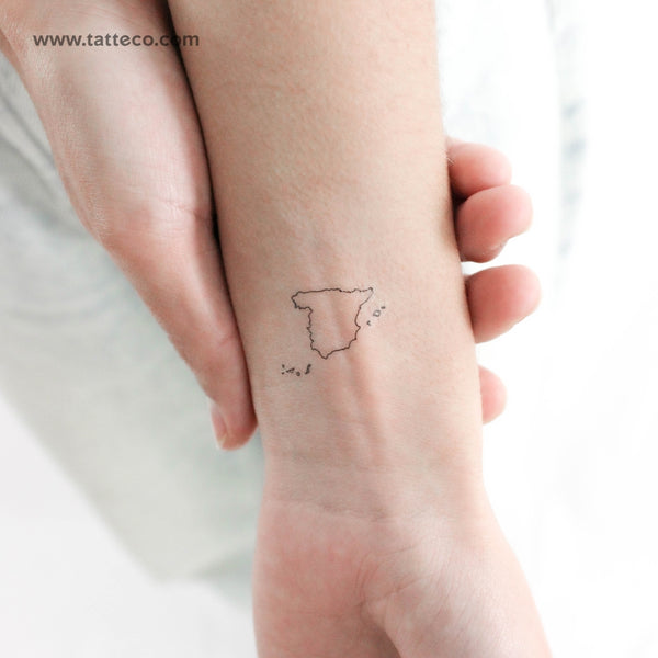 Spain Map Outline Temporary Tattoo - Set of 3