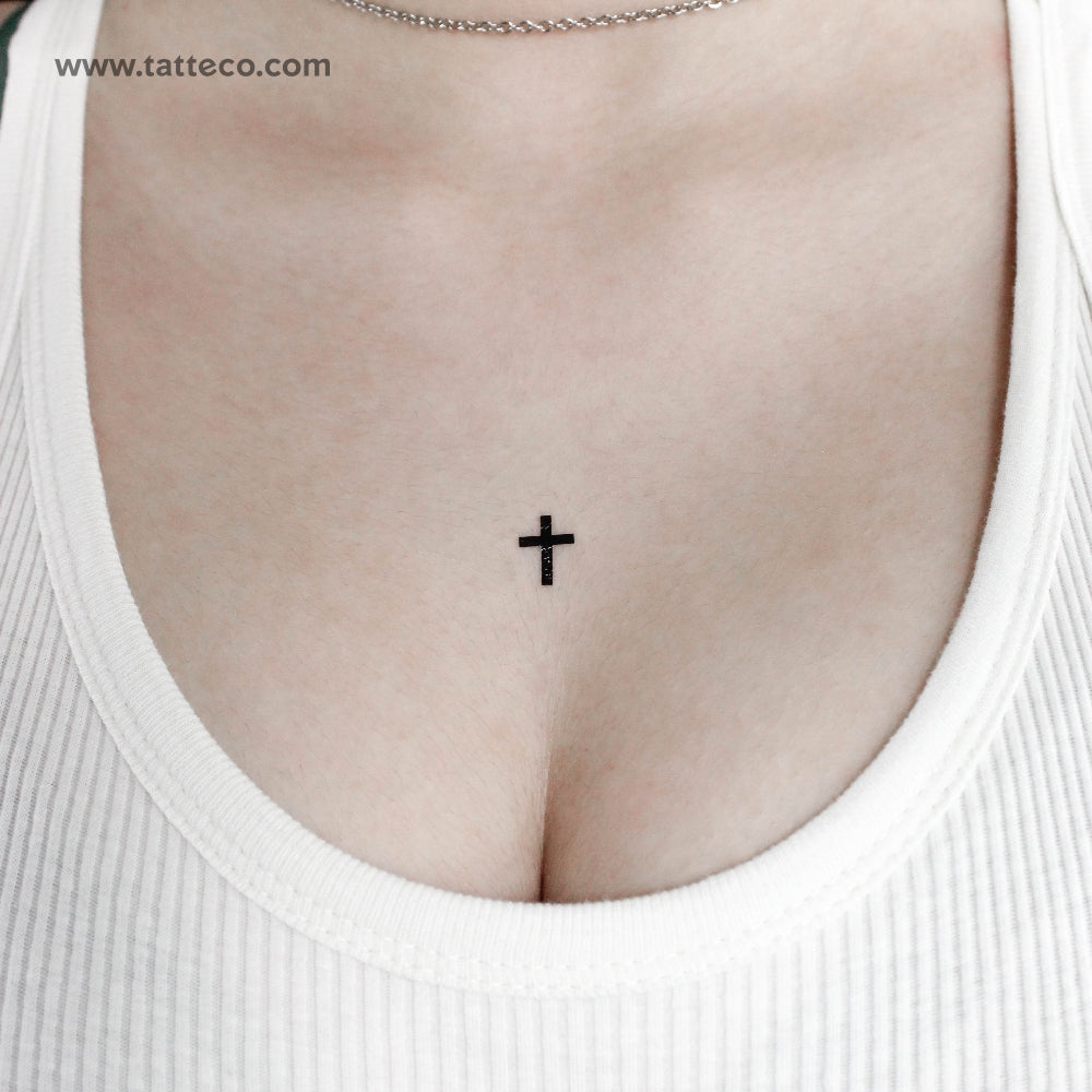 Small Bold Cross Temporary Tattoo - Set of 3