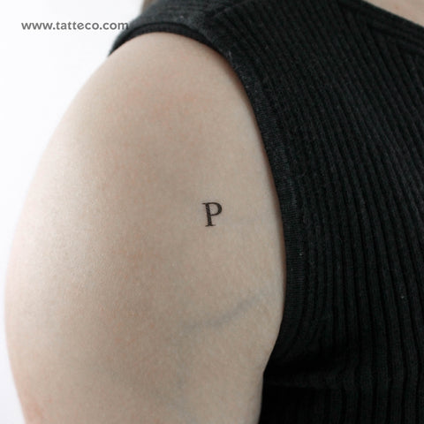 P Serif Capital Letter Temporary Tattoo - Set of 3