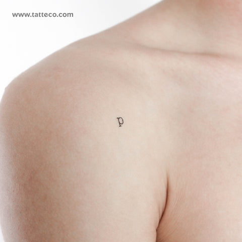 P Lowercase Typewriter Letter Temporary Tattoo - Set of 3