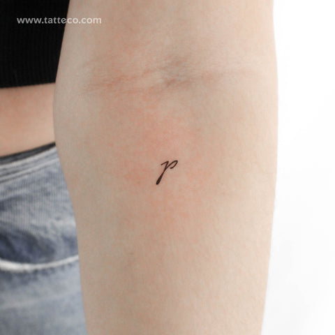 P Handwritten Letter Temporary Tattoo - Set of 3