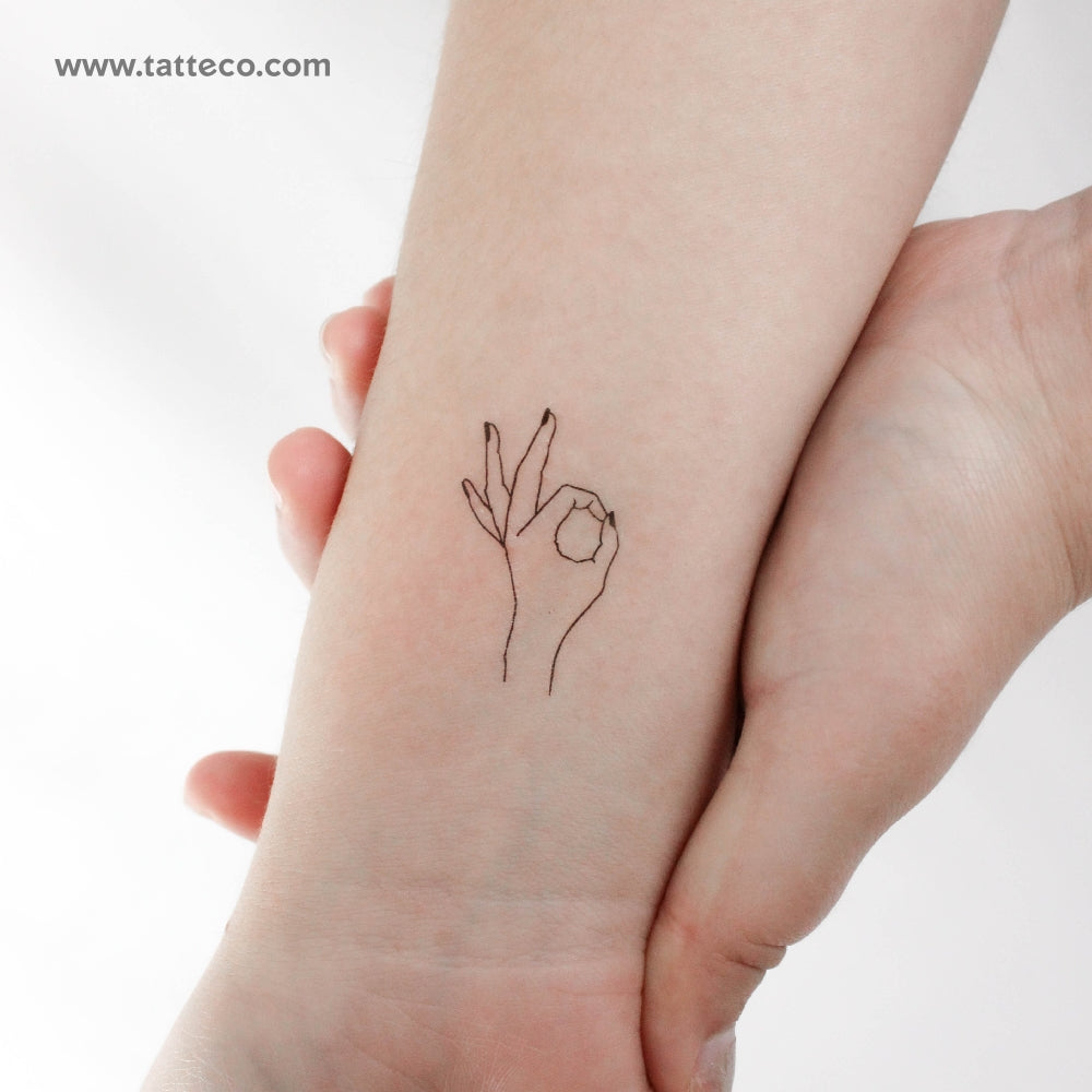 OK Gesture Temporary Tattoo - Set of 3