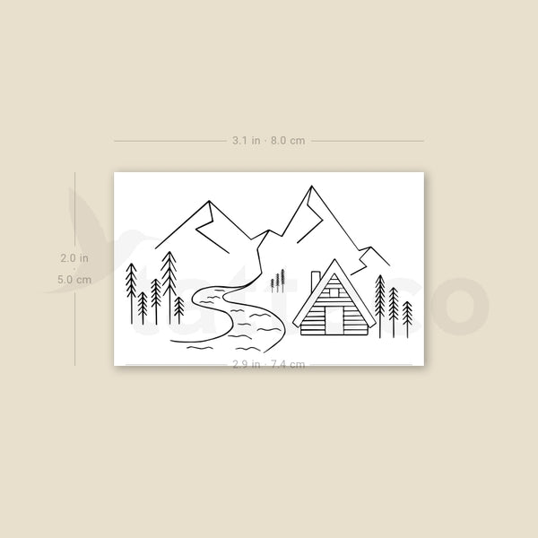 Mountain Cabin Temporary Tattoo by Cagri Durmaz - Set of 3