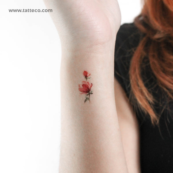 Small Magnolia Temporary Tattoo - Set of 3