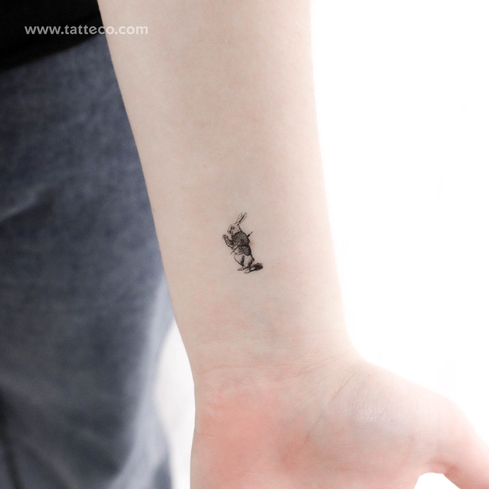 Small White Rabbit Temporary Tattoo - Set of 3