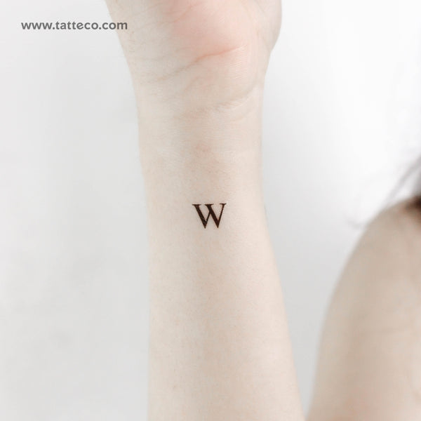 W Serif Capital Letter Temporary Tattoo - Set of 3