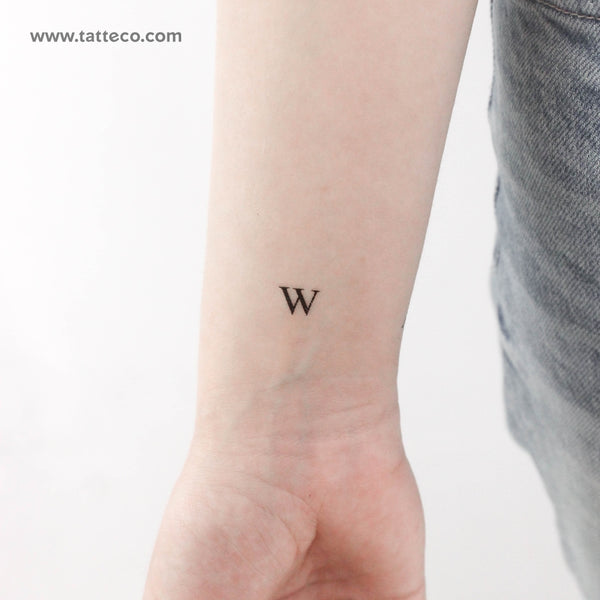 W Serif Capital Letter Temporary Tattoo - Set of 3