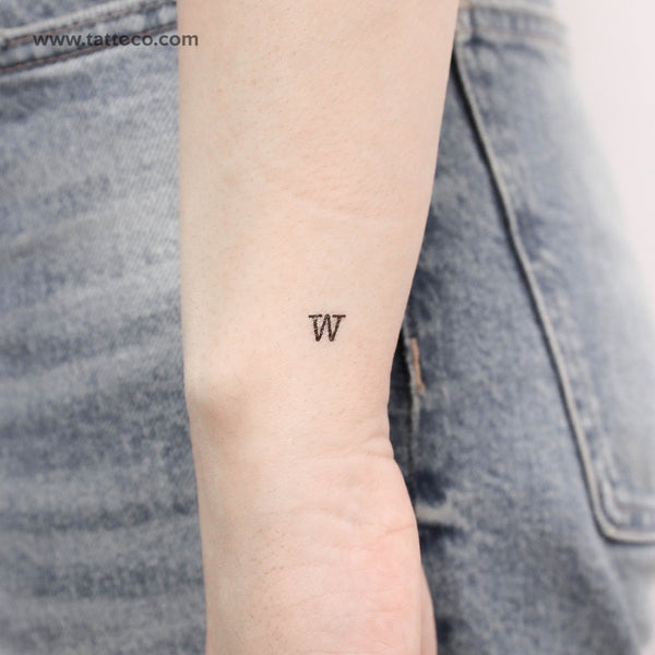 W Uppercase Typewriter Letter Temporary Tattoo - Set of 3