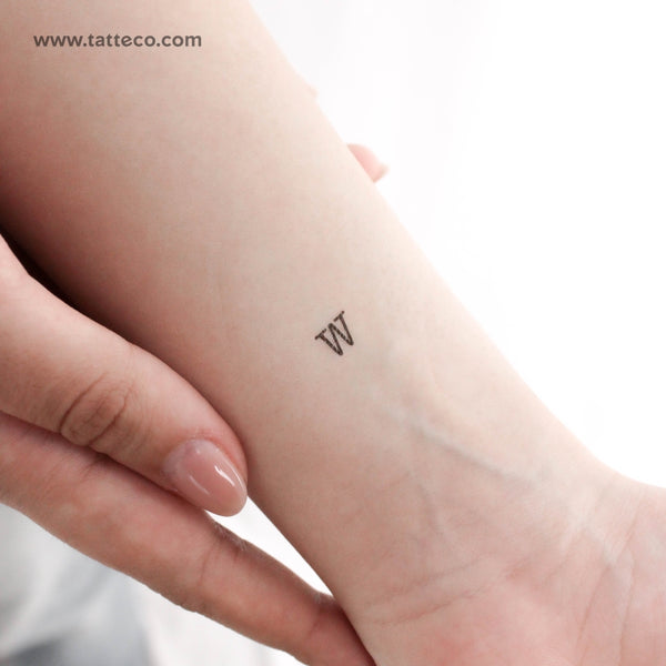 W Uppercase Typewriter Letter Temporary Tattoo - Set of 3