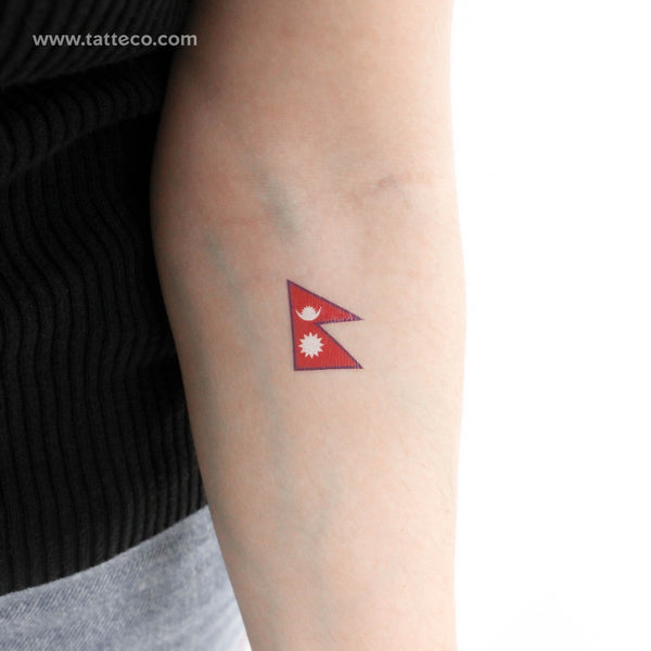 Nepal Flag Temporary Tattoo - Set of 3