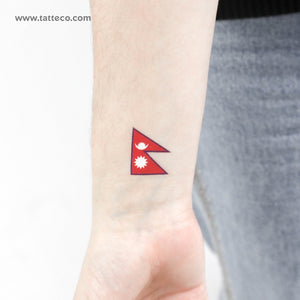 Nepal Flag Temporary Tattoo - Set of 3