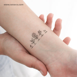 Life Of A Flower Temporary Tattoo - Set of 3