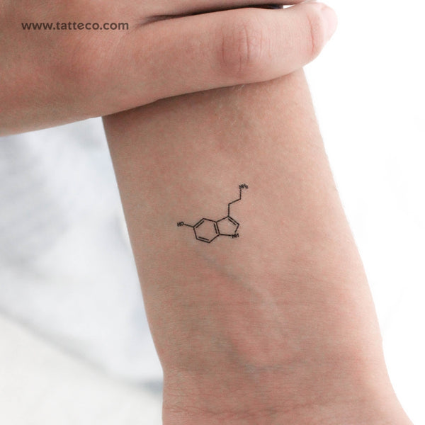 Small Serotonin Chemical Structure Temporary Tattoo - Set of 3