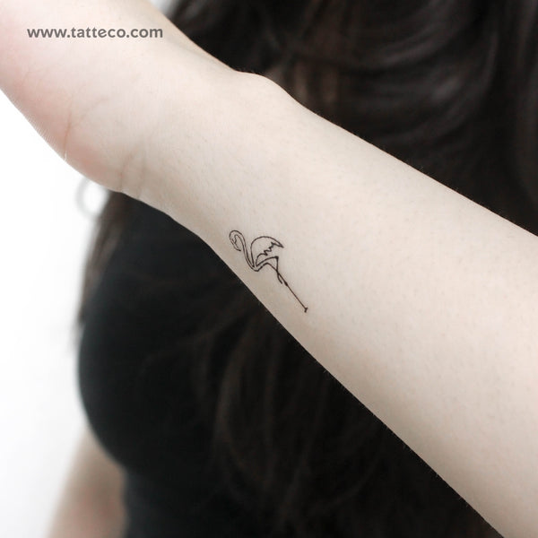 Single Line Flamingo Temporary Tattoo - Set of 3