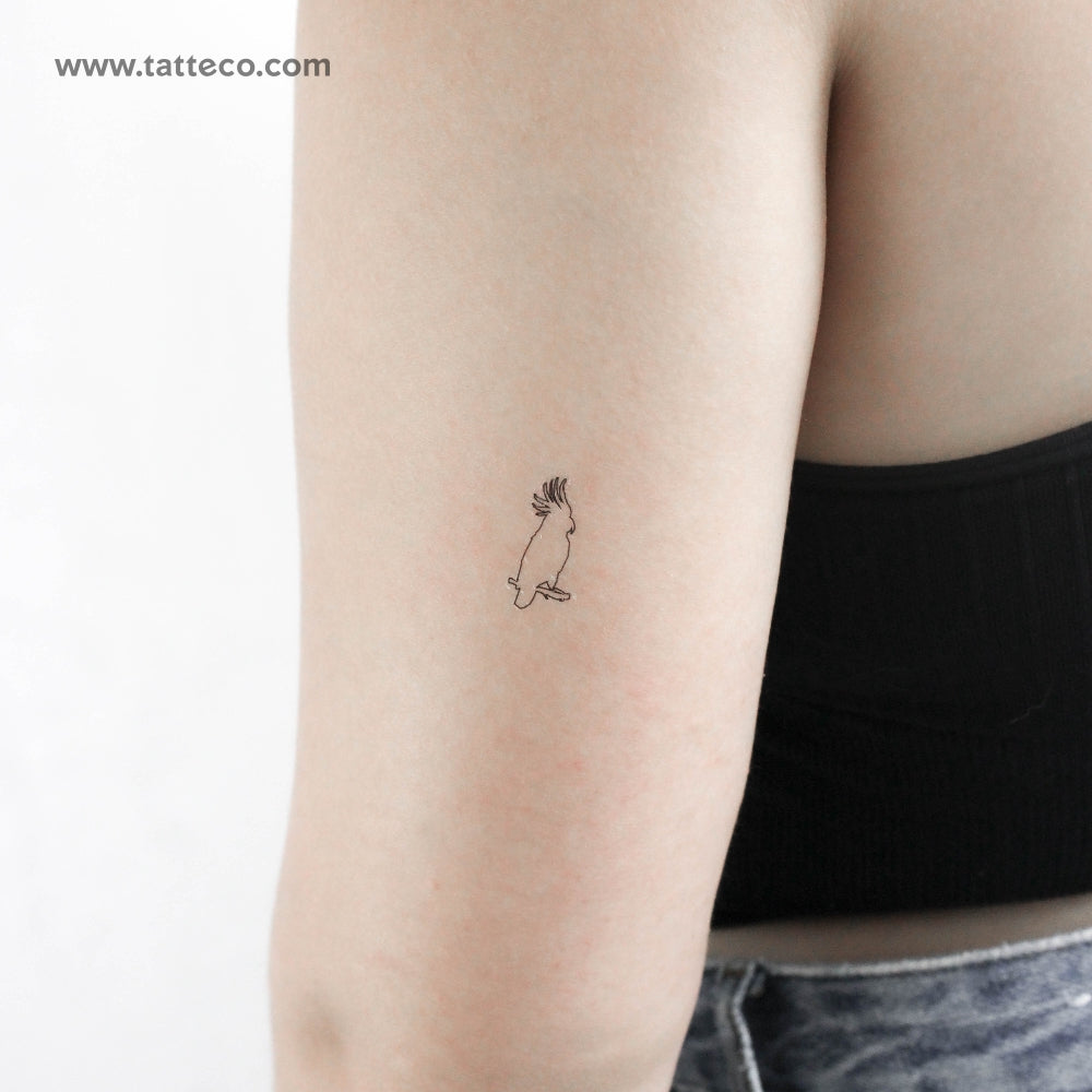 Fine Line Cockatoo Temporary Tattoo - Set of 3