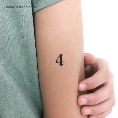 Gothic Style Number 4 Temporary Tattoo - Set of 3