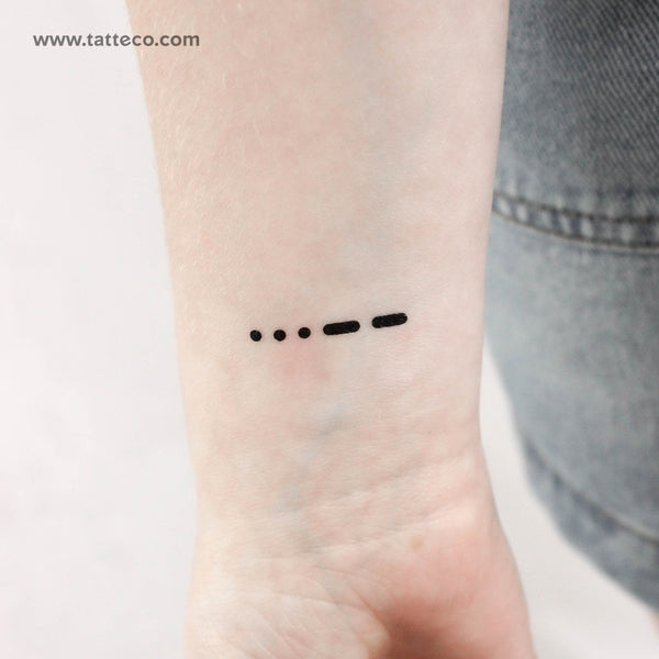 Morse Code 3 Temporary Tattoo - Set of 3
