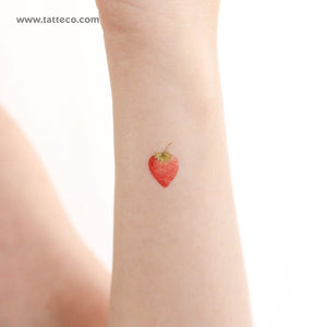 Watercolor Strawberry Temporary Tattoo - Set of 3