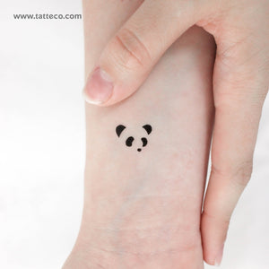 Minimalist Panda Face Temporary Tattoo - Set of 3