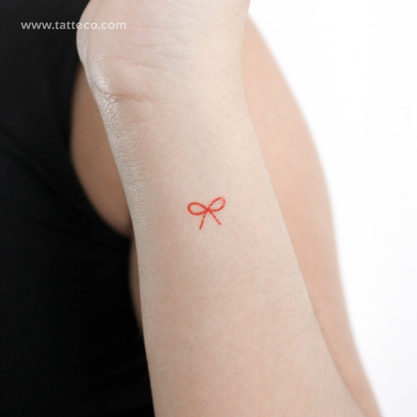 Red Bow Temporary Tattoo - Set of 3