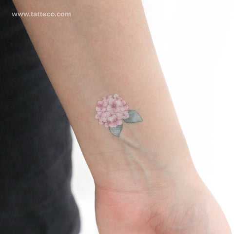 Pink Hydrangea Temporary Tattoo - Set of 3