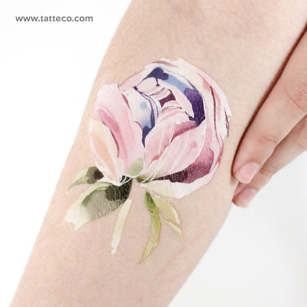 Peony Head By Ann Lilya Temporary Tattoo - Set of 3