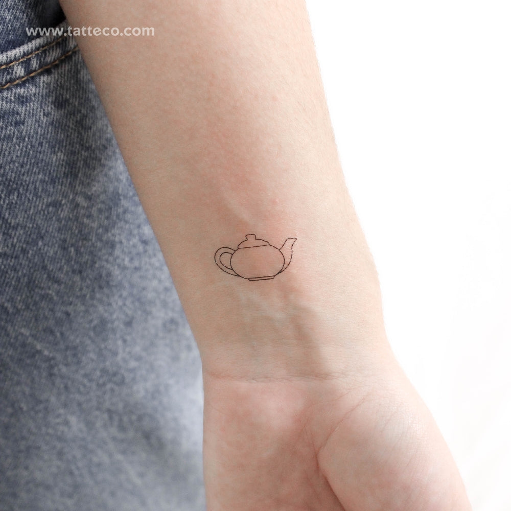 Fine Line Teapot Temporary Tattoo - Set of 3