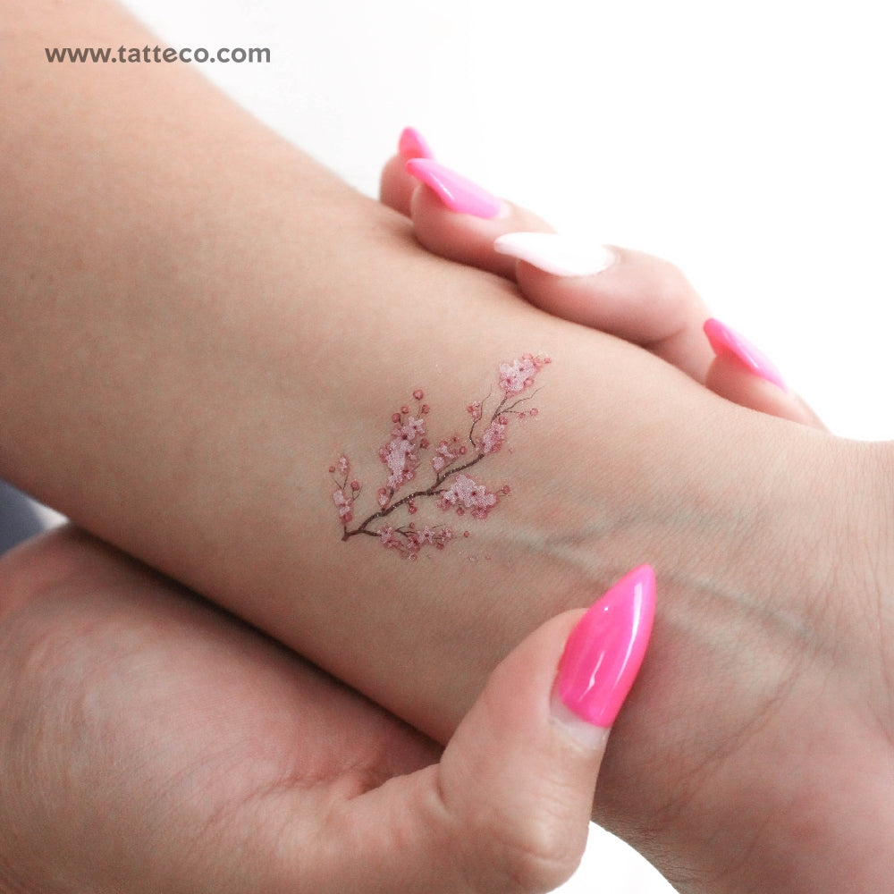 Cherry Blossom Branch Temporary Tattoo - Set of 3