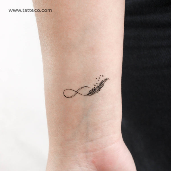 Feather Infinity Symbol Temporary Tattoo - Set of 3