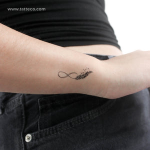 Feather Infinity Symbol Temporary Tattoo - Set of 3